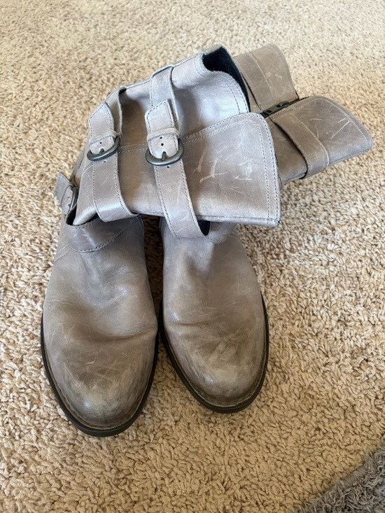 Born Shoes - Born Gray Buckle Short-Heeled Boots